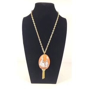 Vintage LORD NELSON Pottery Pomander Scent Bottle Pendant Necklace Brown 30"